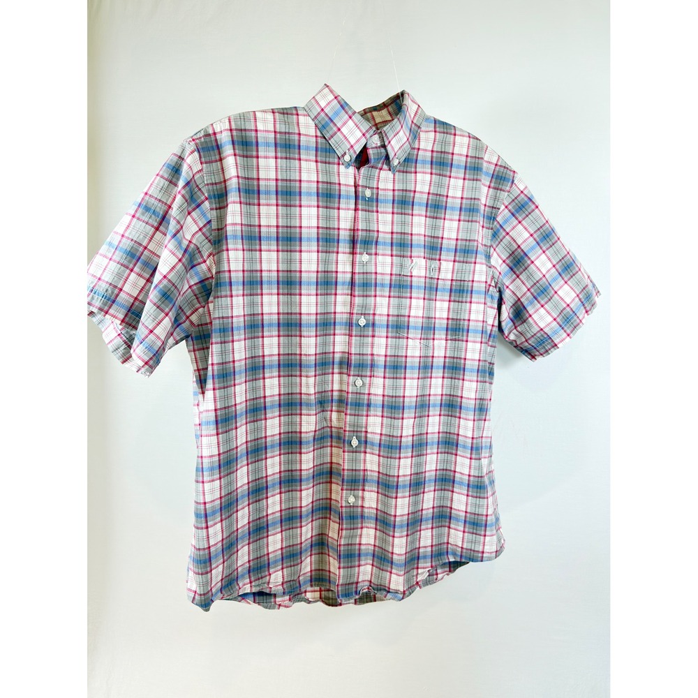 Wrangler Mens XL Advanced Comfort Plaid Short Sleeve Button Down Shirt MACS23M